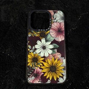 Rosarnnah iPhone 14 Pro black floral phone case NWT